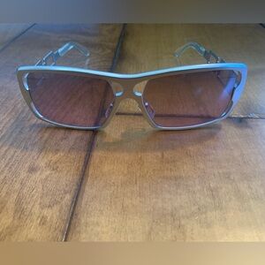 NWT Dolce & Gabbana Vintage Oversized Sunglasses Chrome Frame Rose Lenses